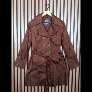 Last Kiss Jacket Large Women’s Brown Trench Coat Double Breasted